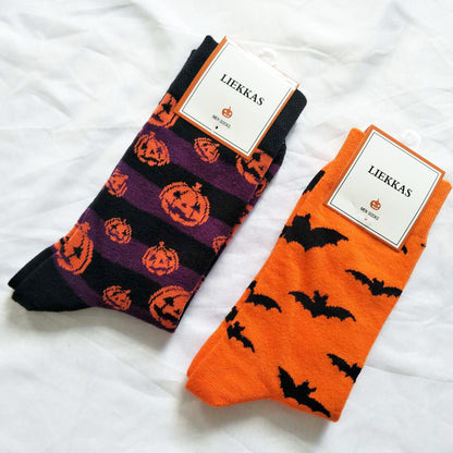 Halloween Bat Print Socks – Fun and Festive Cotton Socks for Spooky Style