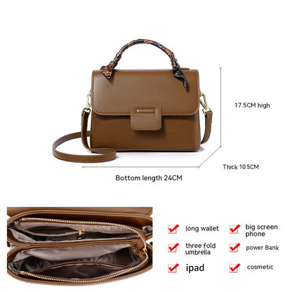 Chic Women's Crossbody Bag Brown Aspect Top And Interior