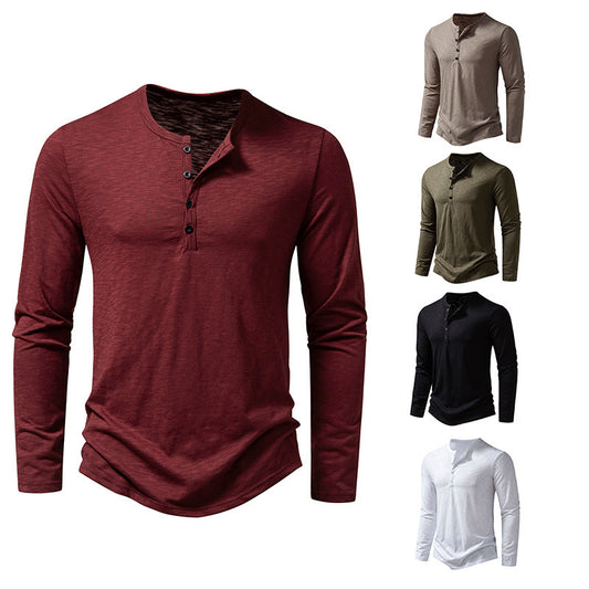 Discover the casual comfort of our Men's Long Sleeve Casual Henley Shirt - Soft and Versatile collection, available in five stylish colors: red, beige, green, black, and white. Each shirt boasts a classic button-up collar and a relaxed fit made from breathable fabric for a simple yet timeless look.