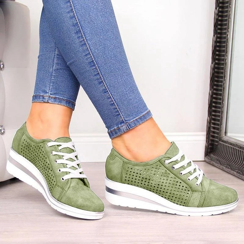 Women's Breathable Canvas Wedge Sneakers