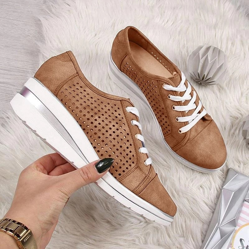 Women's Breathable Canvas Wedge Sneakers