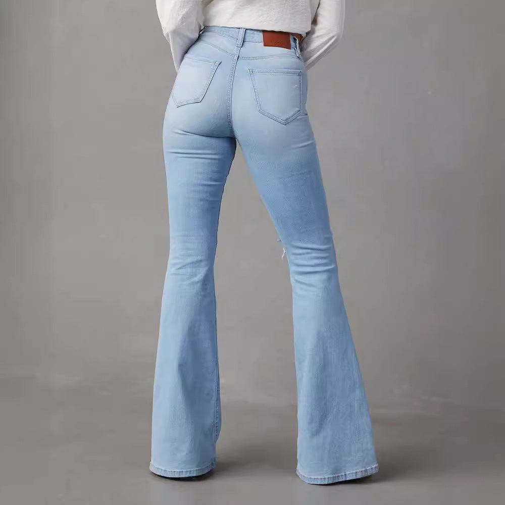 Casual women's wide-leg jeans street style