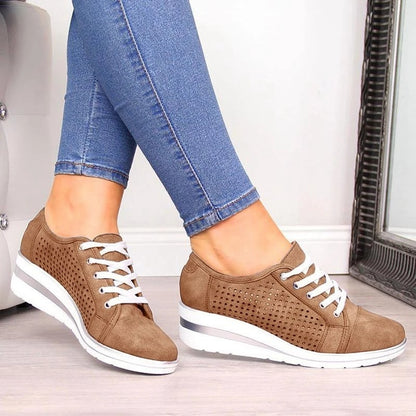 Women's Breathable Canvas Wedge Sneakers