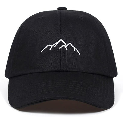 Minimalist Mountain Embroidered Cotton Baseball Cap – Adjustable and Breathable