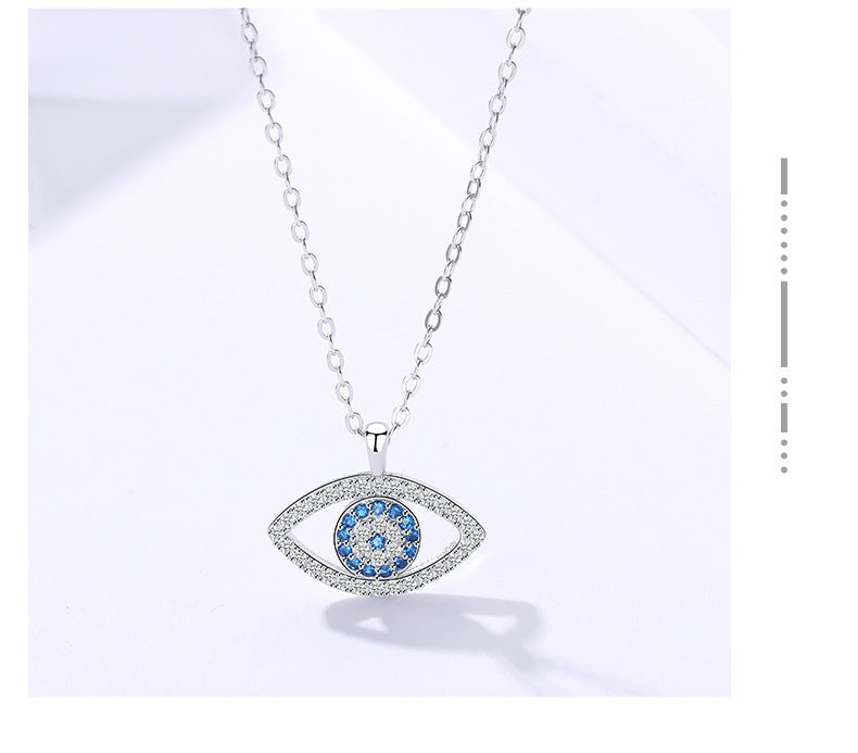 Blue Evil Eye Necklace with Sparkling Crystal Accents