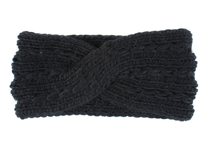 Women's Thick Knit Wool Headband - Diagonal Cross Design