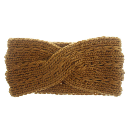 Women's Thick Knit Wool Headband - Diagonal Cross Design