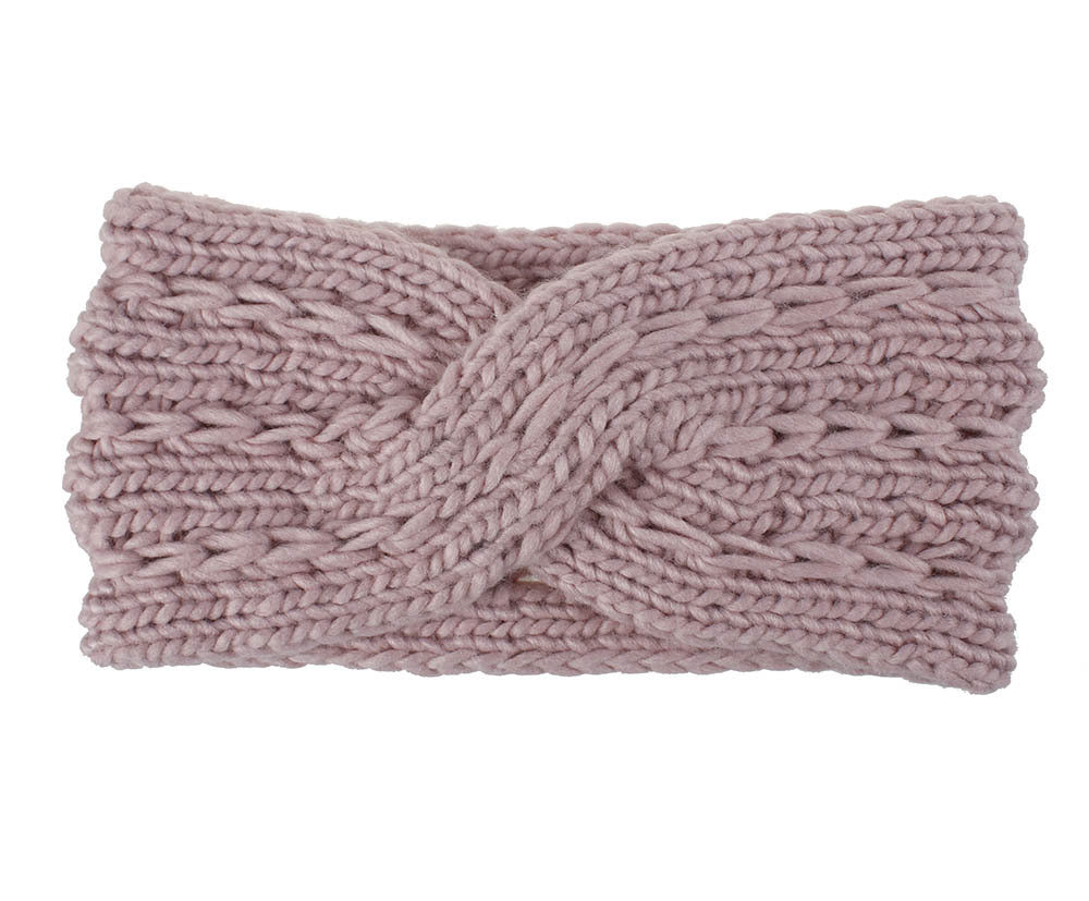 Women's Thick Knit Wool Headband - Diagonal Cross Design