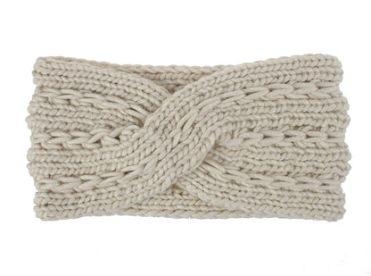 Women's Thick Knit Wool Headband - Diagonal Cross Design