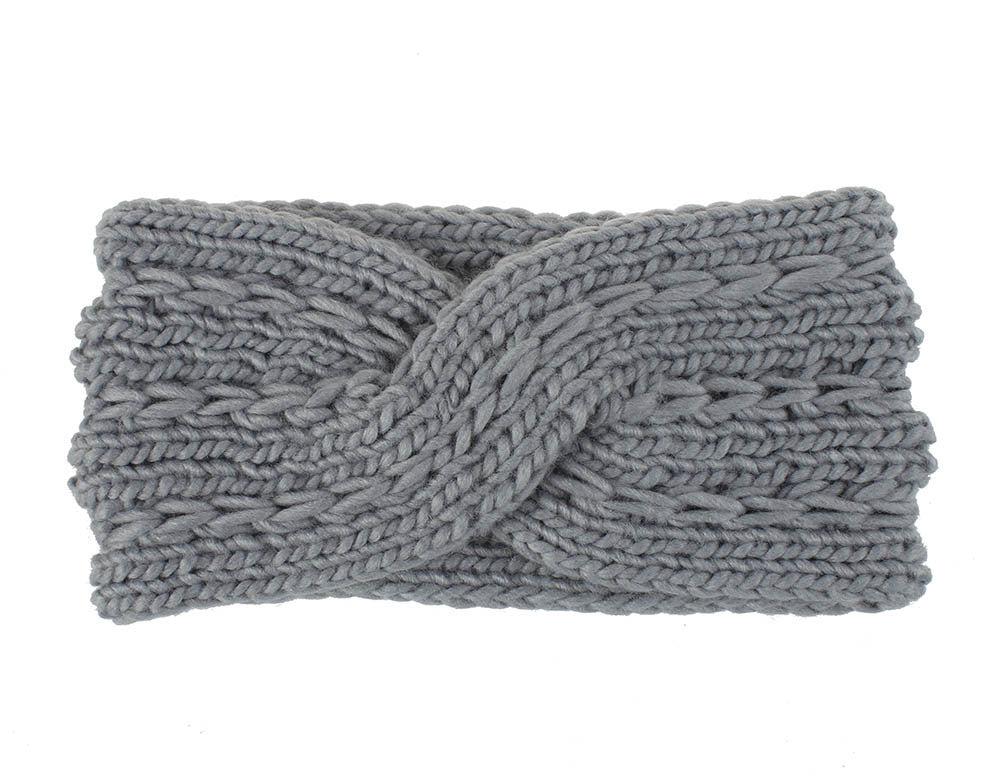 Women's Thick Knit Wool Headband - Diagonal Cross Design