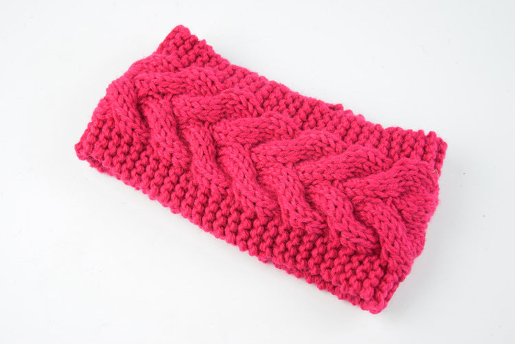 Women's Thick Knit Wool Headband - Diagonal Cross Design