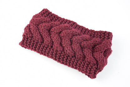 Women's Thick Knit Wool Headband - Diagonal Cross Design