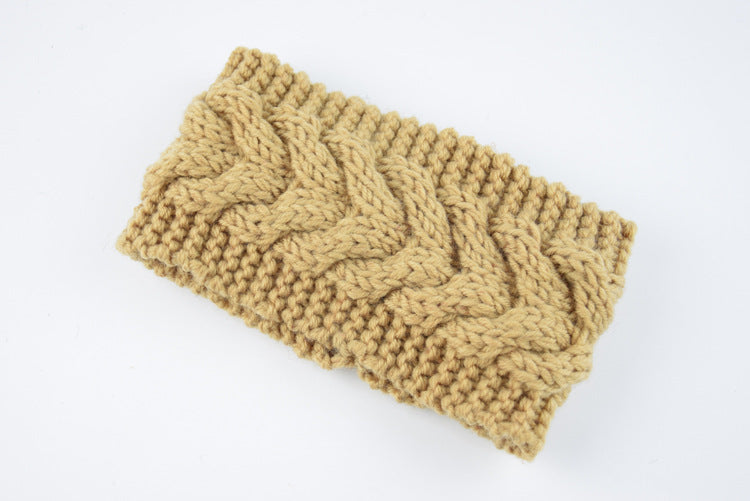 Women's Thick Knit Wool Headband - Diagonal Cross Design