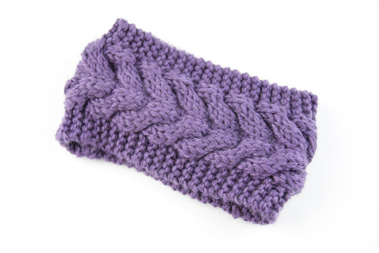 Women's Thick Knit Wool Headband - Diagonal Cross Design