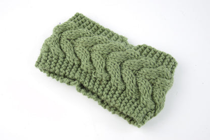 Women's Thick Knit Wool Headband - Diagonal Cross Design