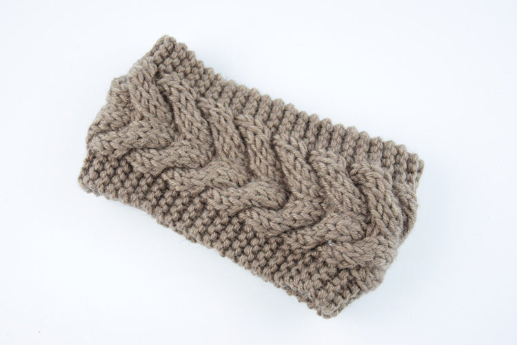 Women's Thick Knit Wool Headband - Diagonal Cross Design