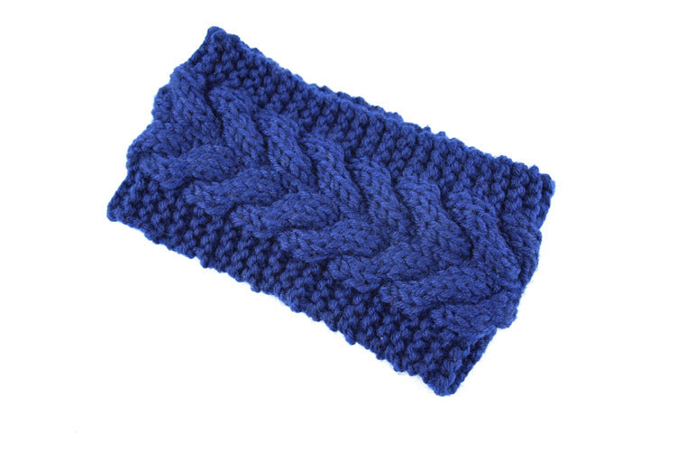 Women's Thick Knit Wool Headband - Diagonal Cross Design