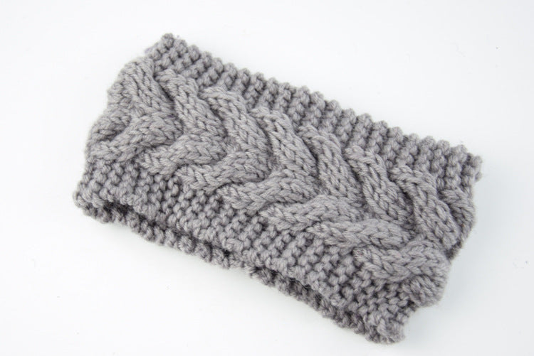 Women's Thick Knit Wool Headband - Diagonal Cross Design