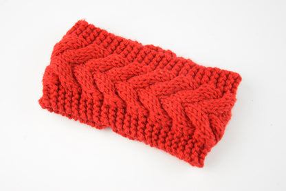 Women's Thick Knit Wool Headband - Diagonal Cross Design