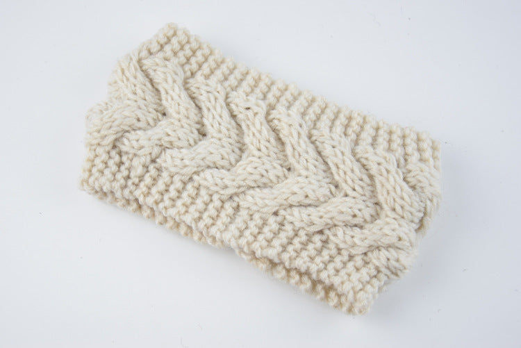 Women's Thick Knit Wool Headband - Diagonal Cross Design