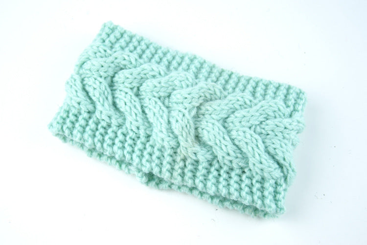 Women's Thick Knit Wool Headband - Diagonal Cross Design