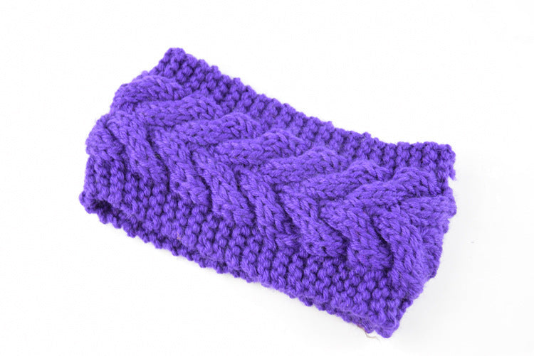 Women's Thick Knit Wool Headband - Diagonal Cross Design