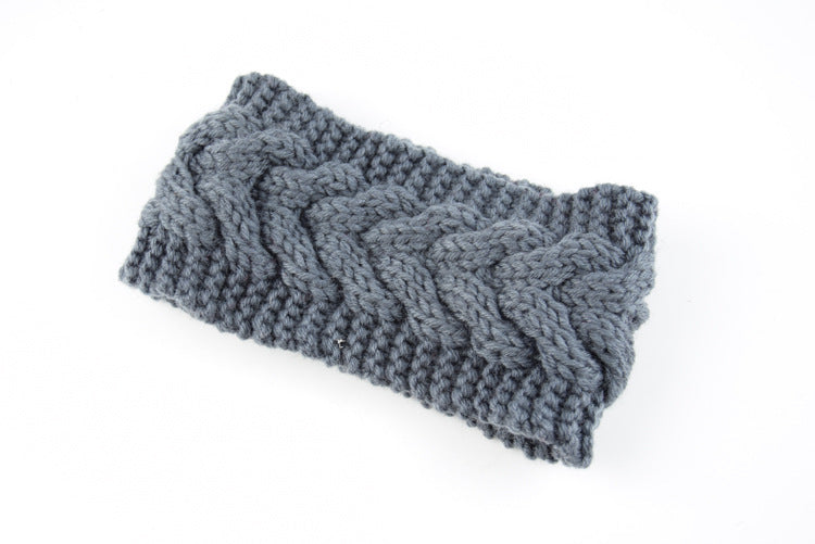 Women's Thick Knit Wool Headband - Diagonal Cross Design