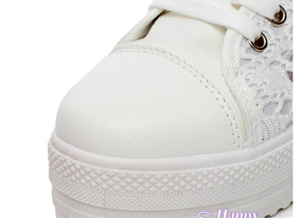 Stylish white lace up shoes with rubber sole