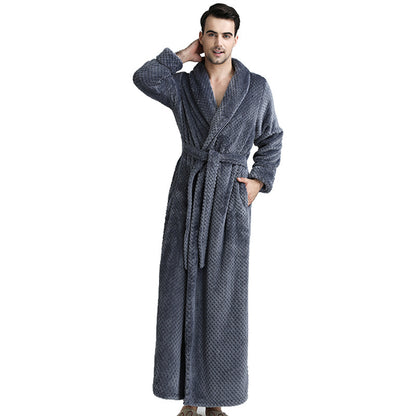 Plush Velvet Bathrobe with Thick Waist Tie for Extra Comfort