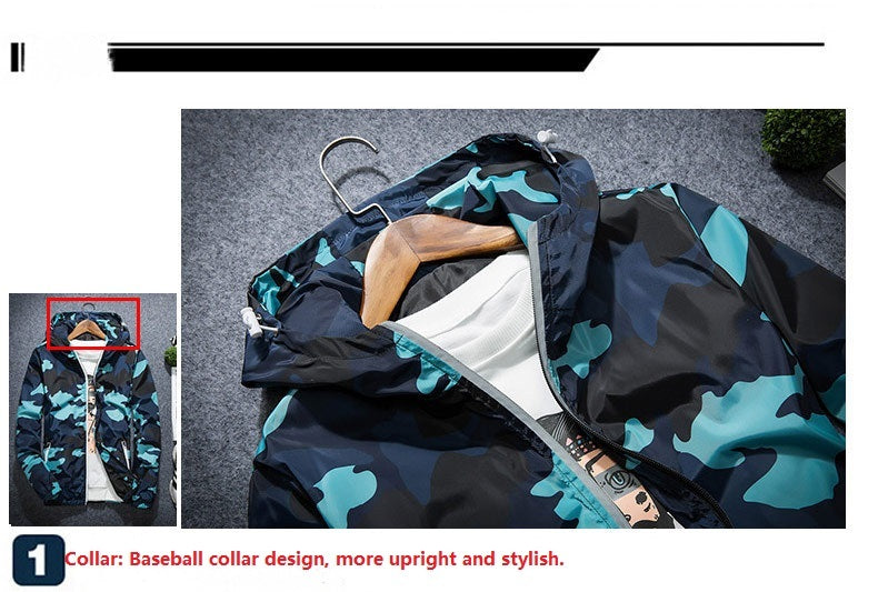 Men's Camouflage Windbreaker Jacket - Lightweight and Water-Resistant