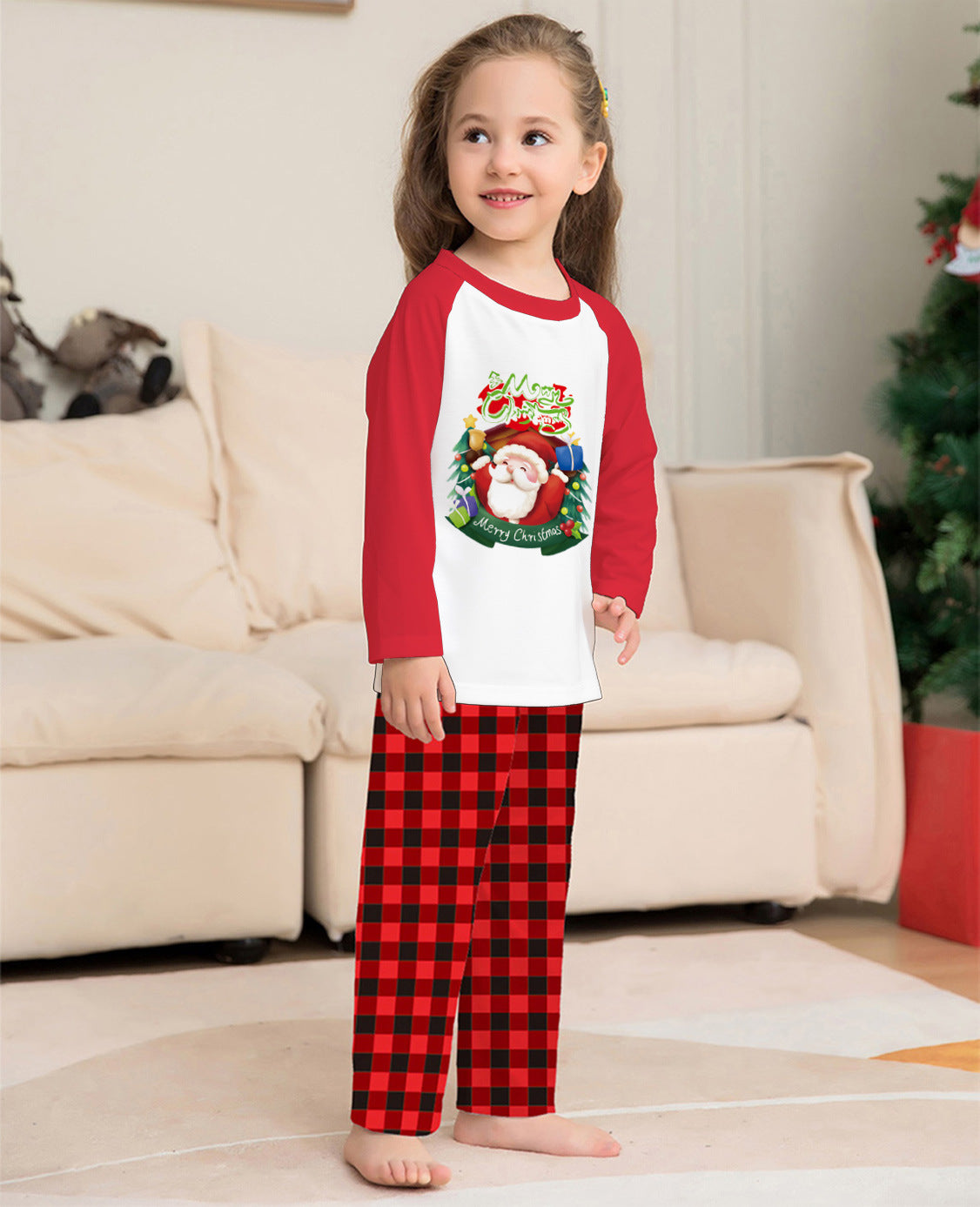 Family Matching Christmas Pyjamas - Santa & Plaid Holiday Set