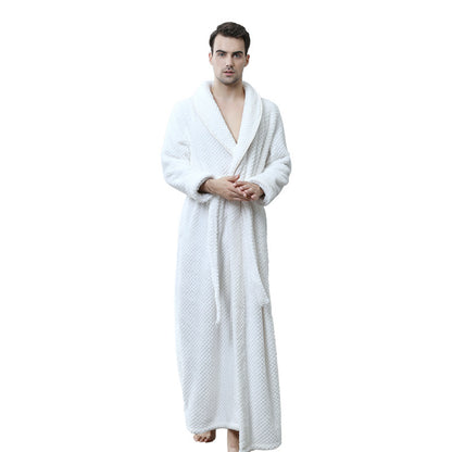 Plush Velvet Bathrobe with Thick Waist Tie for Extra Comfort