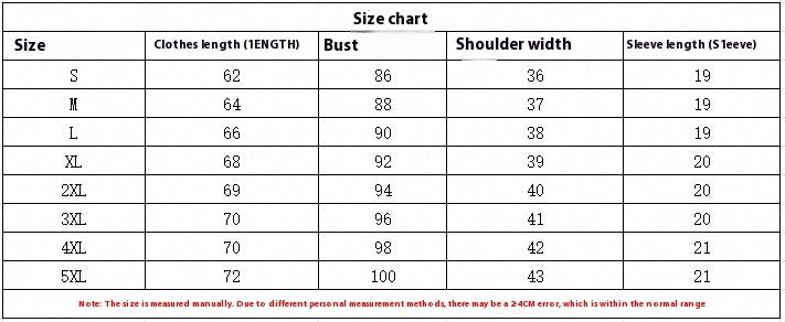 Printed Round Neck T-shirt Spring And Summer Leisure Sizing Chart