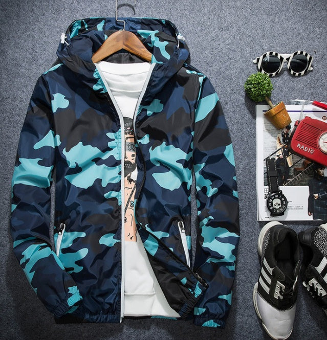 Men's Camouflage Windbreaker Jacket - Lightweight and Water-Resistant