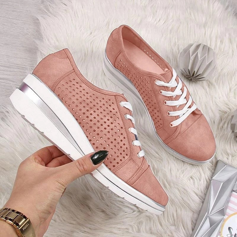 Women's Breathable Canvas Wedge Sneakers