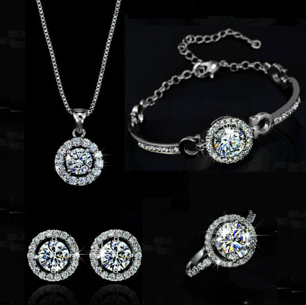 Elegant Round-Cut Jewellery Set – Necklace, Bracelet, and Earrings