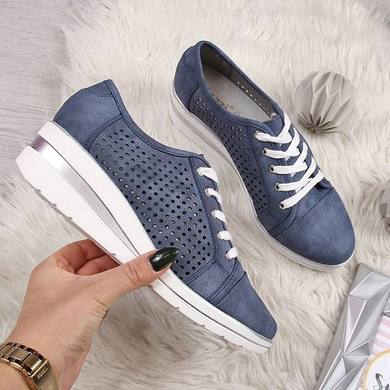 Women's Breathable Canvas Wedge Sneakers