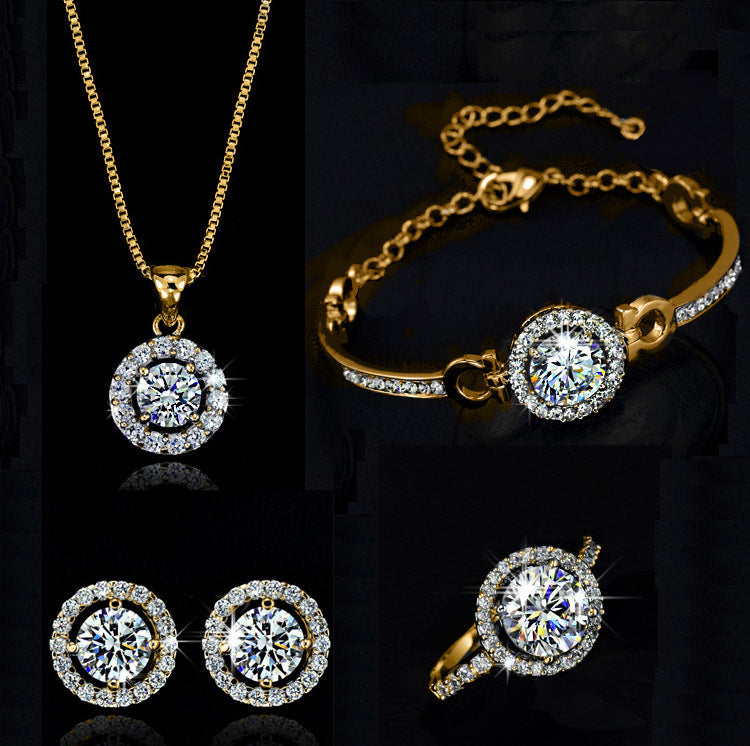 Elegant Round-Cut Jewellery Set – Necklace, Bracelet, and Earrings