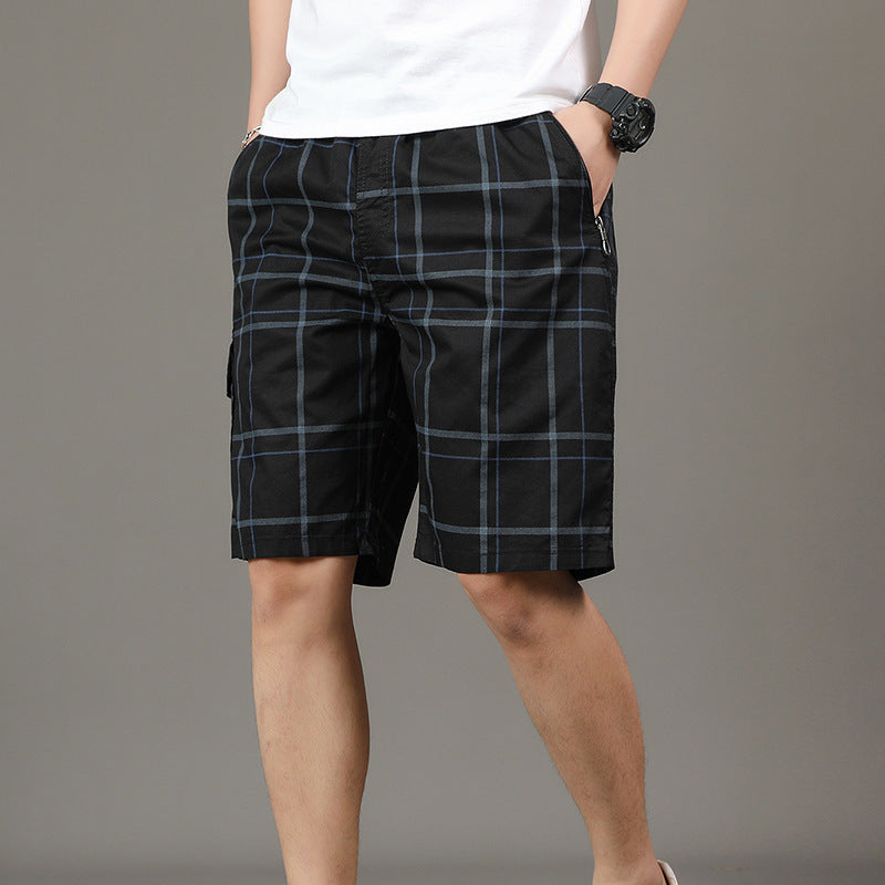 Men's Plaid Cargo Shorts with Pockets – Comfortable and Casual