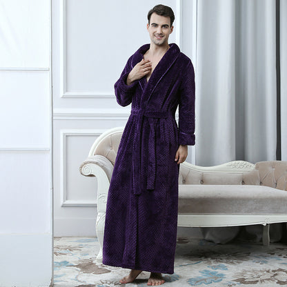 Plush Velvet Bathrobe with Thick Waist Tie for Extra Comfort