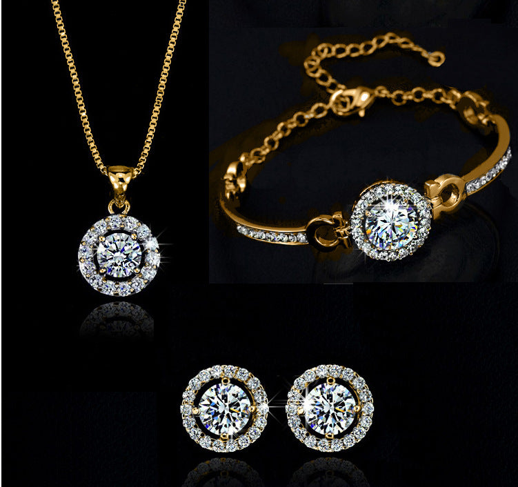 Elegant Round-Cut Jewellery Set – Necklace, Bracelet, and Earrings