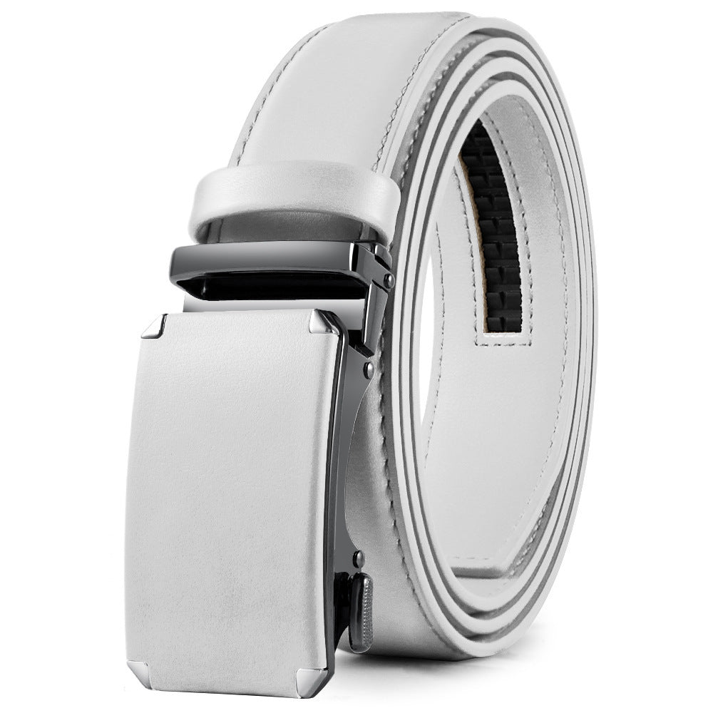 Men's Leather Ratchet Belt with Automatic Buckle – Perfect for Formal and Casual Wear