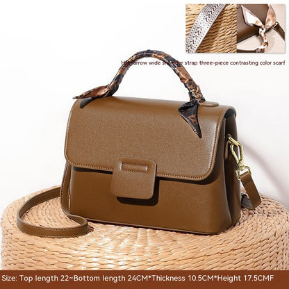 Chic Women's Crossbody Bag Brown Aspect Front on Basket