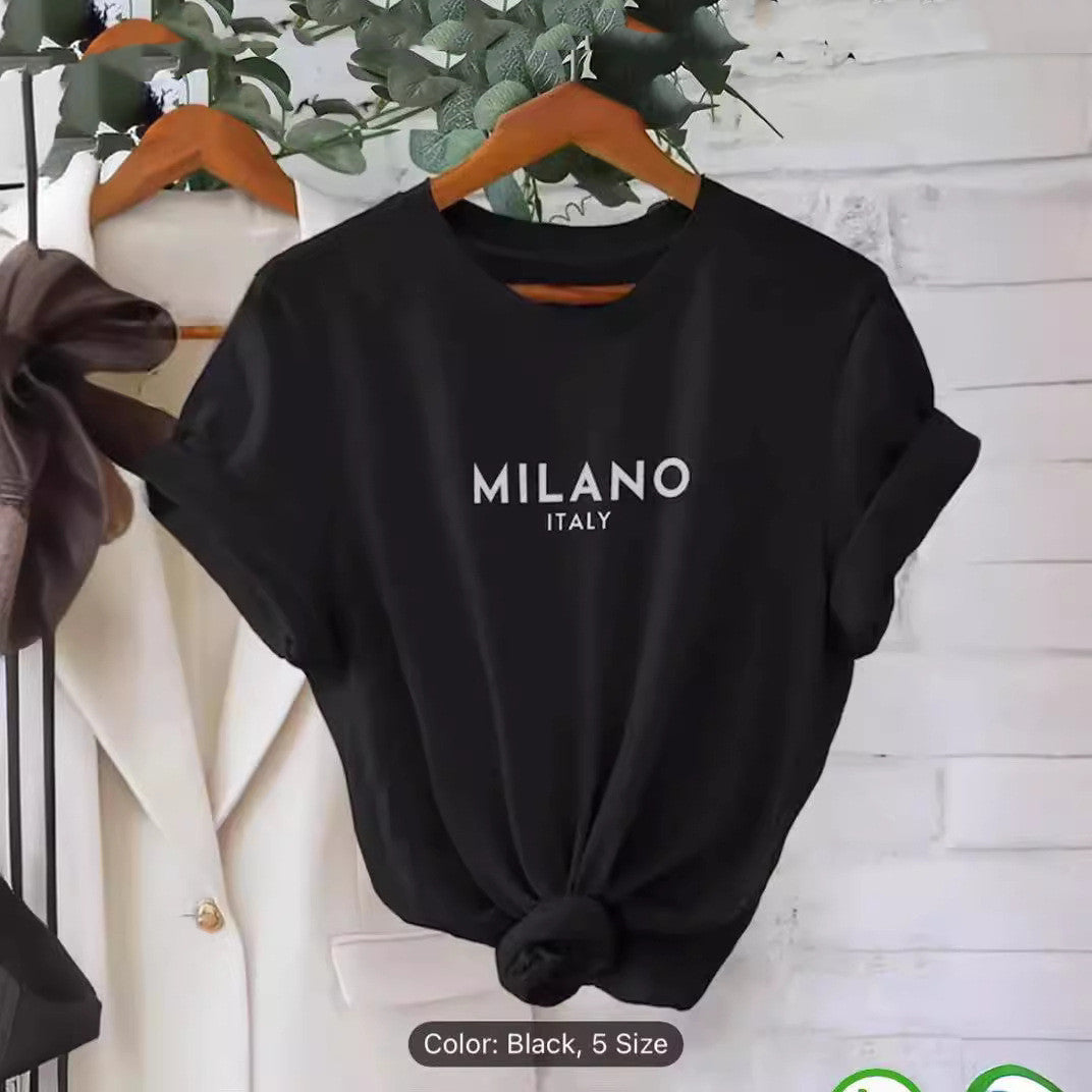 High-quality Black T-shirt featuring MILANO ITALY text