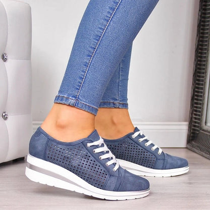 Women's Breathable Canvas Wedge Sneakers