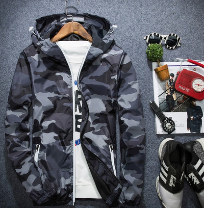 Men's Camouflage Windbreaker Jacket - Lightweight and Water-Resistant