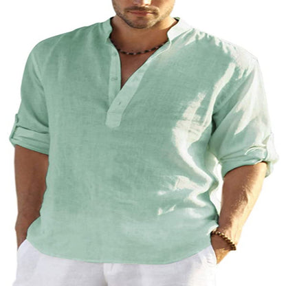 Men's casual shirt with mandarin collar