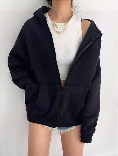 Women's Zipper Hooded Cardigan Coat