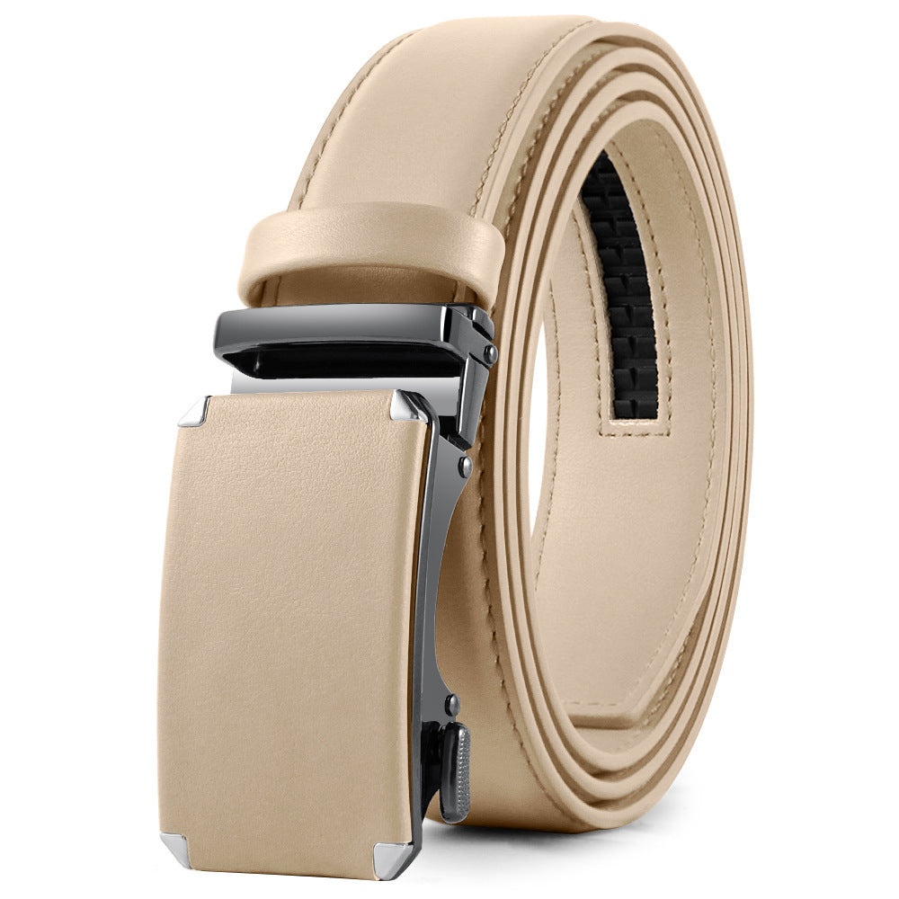 Men's Leather Ratchet Belt with Automatic Buckle – Perfect for Formal and Casual Wear