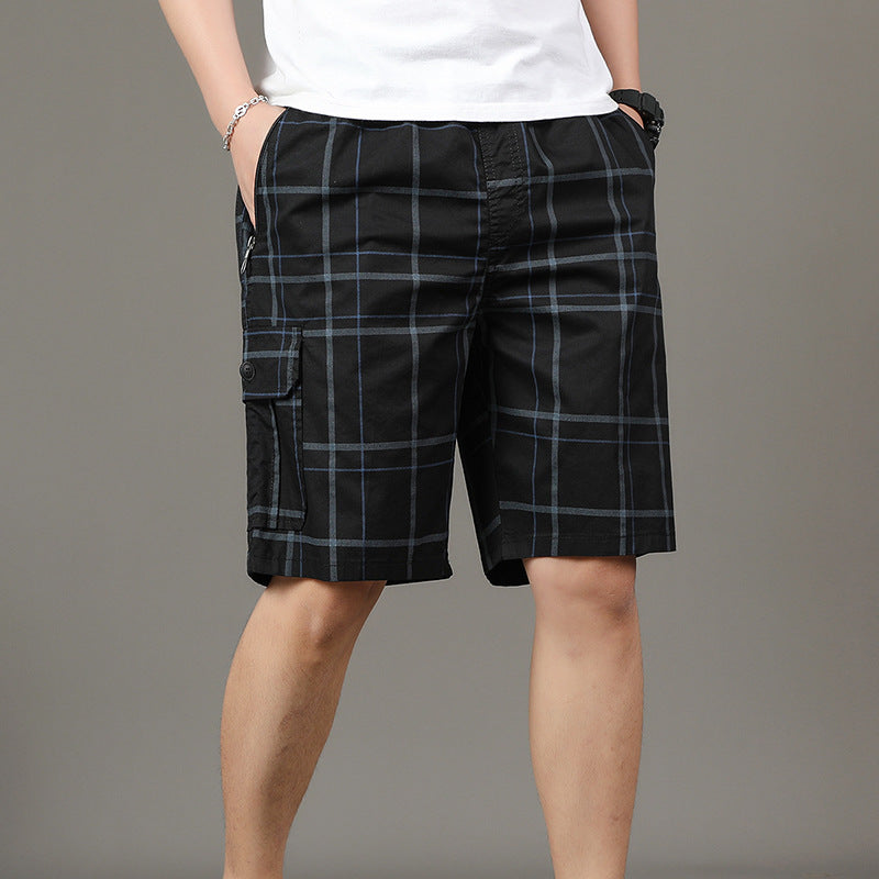 Men's Plaid Cargo Shorts with Pockets – Comfortable and Casual